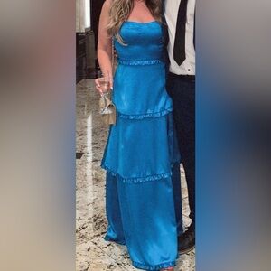 Show Me Your Mumu Lady Corset Dress in Luxe Blue Satin